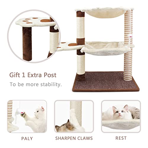 Rascador para gatos con hamaca y poste de sisal natural miniatura 2