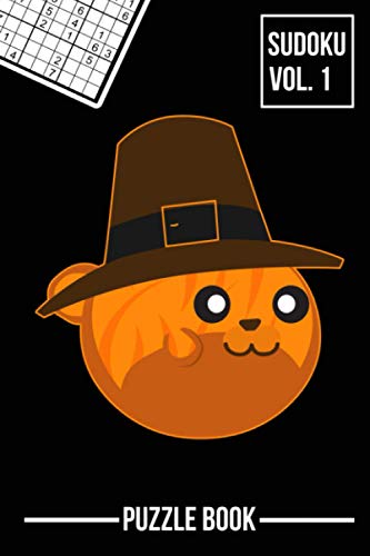 Thanksgiving Orange Tabby Cat Sudoku Pilgrim Hat Season Puzzle Book Volume 1: 200 Challenging Puzzles