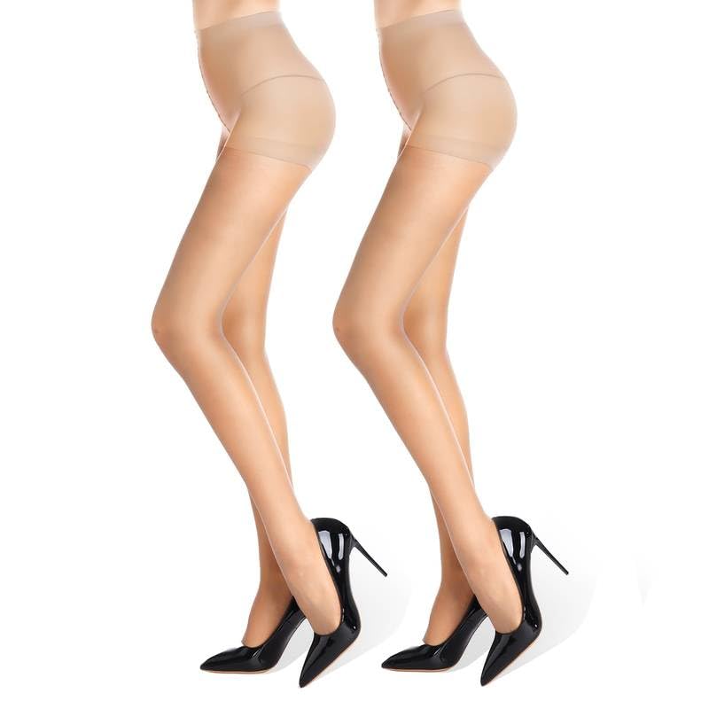 Image of Boolavard 2 /3 /4 Pack Sheer Elastic Pantyhose 20D, High Waist Footed Tights, Women's Stockings & Hosiery