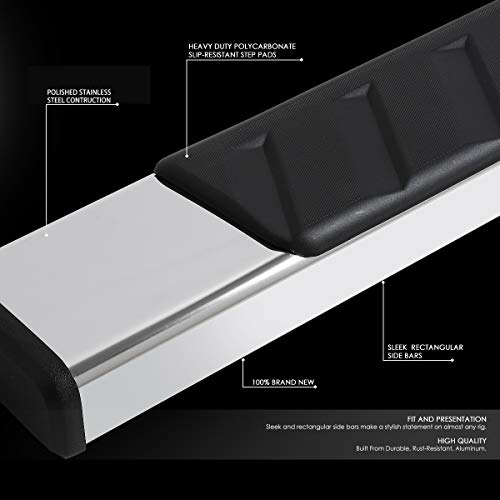 5 Inches Side Step Nerf Bar Running Boards Compatible With Silverado Sierra 1500 2500Hd 3500Hd Extended Cab 07-19, Stainless Steel, Polished Chrome #TOP1