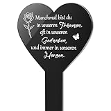 Mincloss Grabstecker Herz Schwarz Acryl, Wetterfest Grabdekoration Mit Gravur Grabschmuck Wetterfest Grabstecker Gedenktafel Grabstein Schmuck Andenken Trauer Deko Für Friedhof Und Gedenkgarten