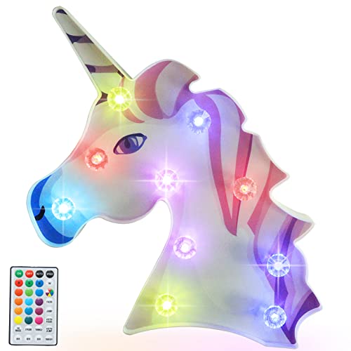 Color Changing Unicorn Led Light With Remote, Decorative Unicorn Night Light, Rgb 16 Colors Marquee Signs Rainbow Unicorn Battery Operated For Boys Girls Bedroom Party Decoration Christmas Gift #TOP6