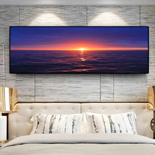 Toile couchers de soleil bleu ciel panoramique paysage affiches murales salon 50x150