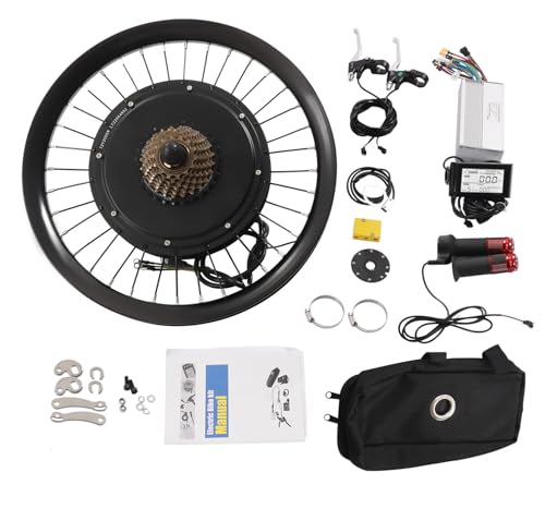 20 Inch Ebike Conversion Kit 72V 2000W Rear Wheel E Bike Motor Conversion Hub Electric Bicycle Wheel, 9 Speed Ebike Hub Motor Kit 560RPM 2000W Ebike Kit, with Controller, LCD Display, PAS