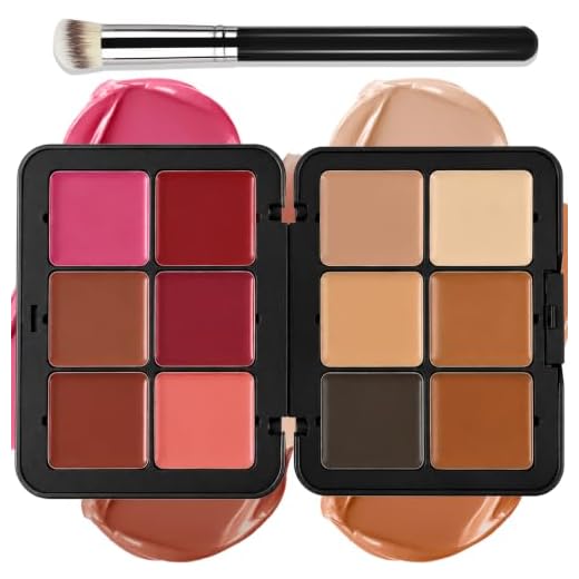 LSxia 12 Colors Cream [Blush Contour Concealer] Makeup Palette for Cheeks - All in One Makeup Palette Kit with Brush, Natural Matte Long Wearing, Waterproof Blendable Face Make Up Pallete (#02)