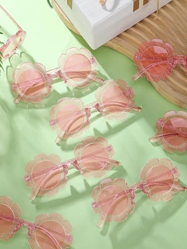 Image of Geyoga Kids Flower Sunglasses Colored Round Flower Glasses Cute Girls Baby Toddler Groovy Sunglasses for Outdoor Party Beach