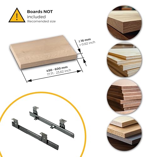 Emuca - Schubladenausführunggarnitur mit Kugellager und Höhenregulierbar