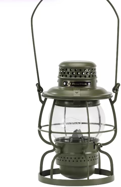 Vintage Windproof Kerosene Railroad Lantern, Steel and Heat-Resistant Glass Construction, Multiple Colors Available (Tan)