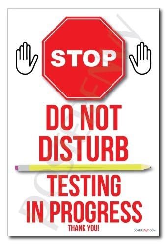 Do Not Enter Testing Area Sign - Quiet Examination in Progress Poster for Classroom Door, Library & Privacy Window Notice(Framed