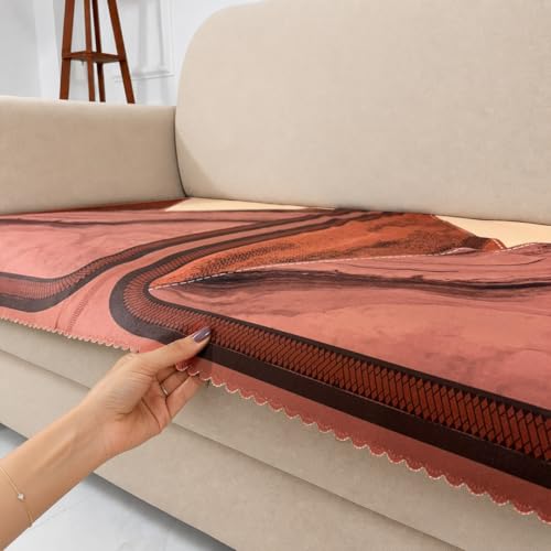 Image of Homerz Premium 'Luxe Series' Holland Velvet Sofa Cover | Smooth Finish | Anti-Skid Fleece Backing | Soft Touch Couch Protector for Living Room (Urban Dune, 7 (3+2+2) Seater, Only Seat Cover)