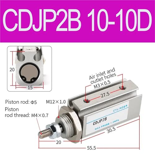Vérin pneumatique CDJP2B10-10D double effet micro cylindre à aiguille