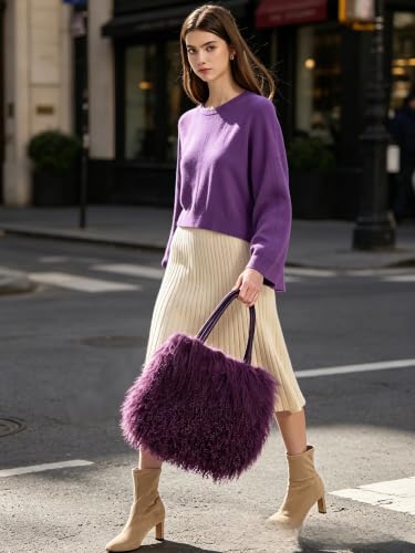 Image of Women Luxury Real Curly Mongolian Lamb Fur Purse