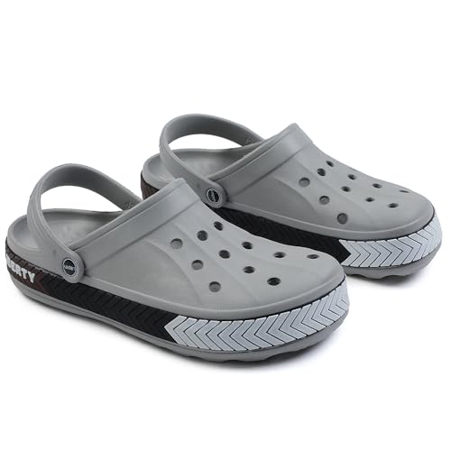 Image of Liberty A-HA LITEWALKXT Clogs for Men, Black & Light Grey | Casual Slip-On Slingback Clog for Walking, Outdoor /Indoor Use | Solid Pattern, Fashionable Sandals with Lightweight Regular wear