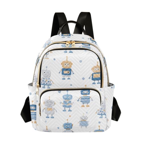 Sac à dos femme blanc et antivol pour le voyage et l école style robot mignon