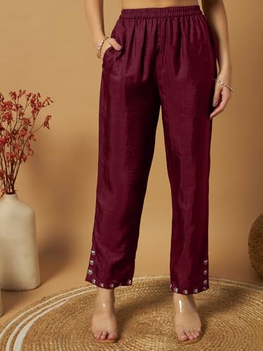 Image of Women Printed 2-Piece Silkblend Kurta & Pants Set