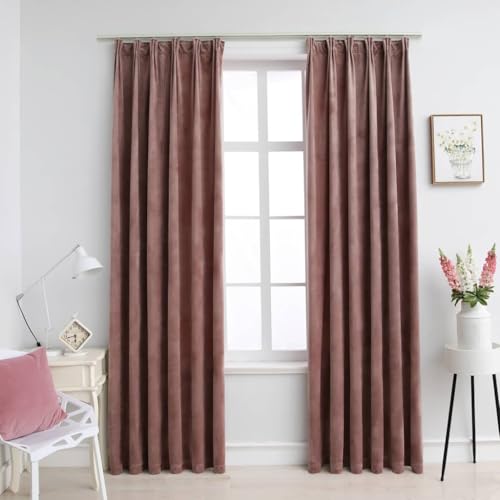 Vetnasa Cortinas Opacas Ganchos 2 pzas tercio Rosa Viejo 140x245 cm Casa y jardín, Decoración, Tratamientos de la Ventana, Cortinas y visillos Rosa 2,45 KG