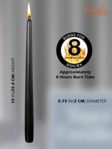 12 Pack Tall Taper Candles - 10 Inch Black Dripless, Unscented Dinner Candle - Paraffin Wax With Cotton Wicks - 8 Hour Burn Time #TOP27