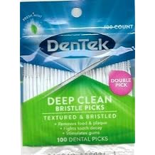 DenTek Deep Clean Bristle Picks, Removes Food & Plaque, 100 Count, Pack of 6