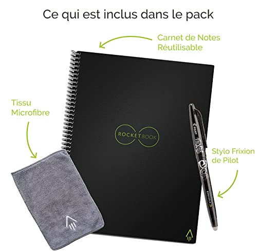 Image of Rocketbook Fusion Smart Reusable Notebook - Calendar, To-Do Lists, and Note Template Pages with 1 Pilot Frixion Pen & 1 Microfiber Cloth Included - Scarlet Sky Cover, Executive Size (6 inch x 8.8 inch)