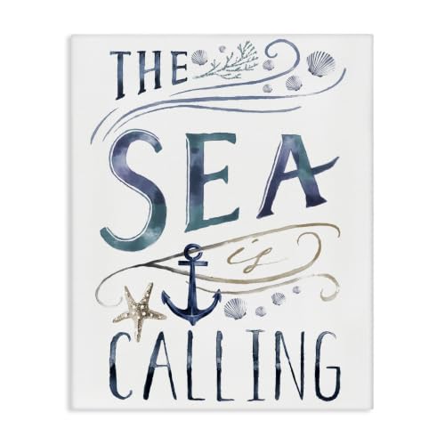 Stupell Industries 'The Sea is Calling Nautical Sentiment Navy'| Canvas Art