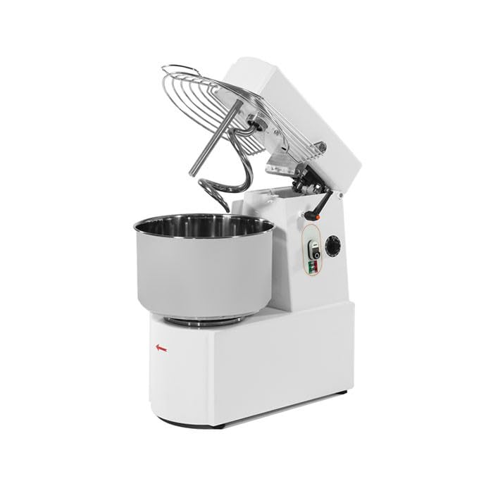 Pétrin Professionnel à Spirale Tête Relevable et Cuve Fixe - 32L - Triphasé 400V 2 Vitesses - Resto Italia