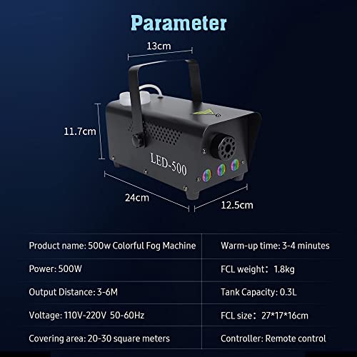 Máquina de humo color negro 500W con luces LED y control remoto miniatura 5