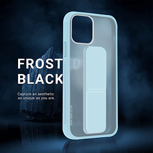 INFOSUN iPhone 12/12 Pro Case Cover, Matte Stand Foldable Kickstand Hand Grip Frosted Holder Phone Cover for 12/12 Pro 6.1 inch(Light Blue)