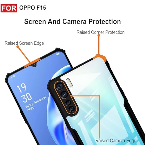 Image of JANAK RAJ Shockproof Bumper - Crystal Clear Transparent Back Case Cover Compatible with Oppo F15 / A91 / Reno 3 | Minimalist PC+TPU 360 Protection Tough Rugged Design - Black