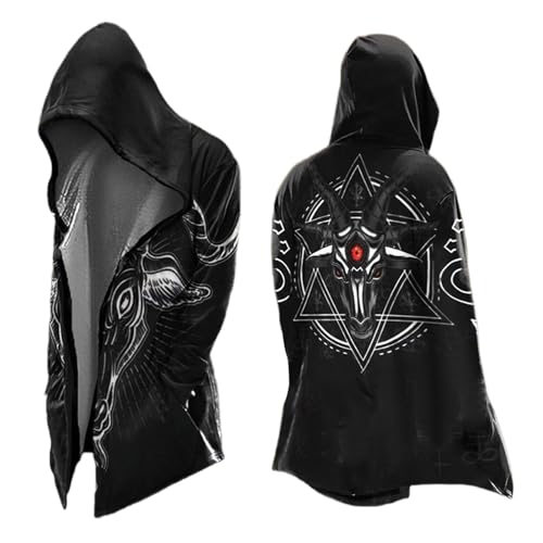 Celanisai Vêtements médiévaux pour homme - Costume d'Halloween Viking - Sweat à capuche - Veste mythe Odin - Veste de cosplay Assassin's Creed - Manteau...