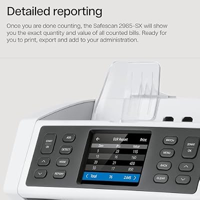 Safescan 2985-SX Money Counter Machine with Counterfeit Detection, Multi-Currency, Mixed Denomination, Bank Quality, High-Speed Counts and Sorts 1,200 Bills per Minute, 7 Point Counterfeit Check