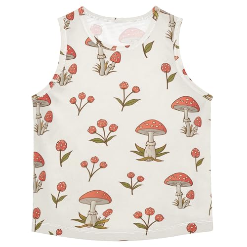 JUNZAN Mushroom Boys Performance Tank Top Sleeveless Casual Vest Tees Teen Clothing for Basketball Sports Beach 3T