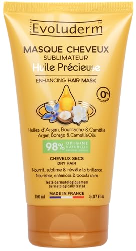 Masque Cheveux Sublimateur EVOLUDERM 150ml aux huiles précieuses pour une nutrition intense 98%