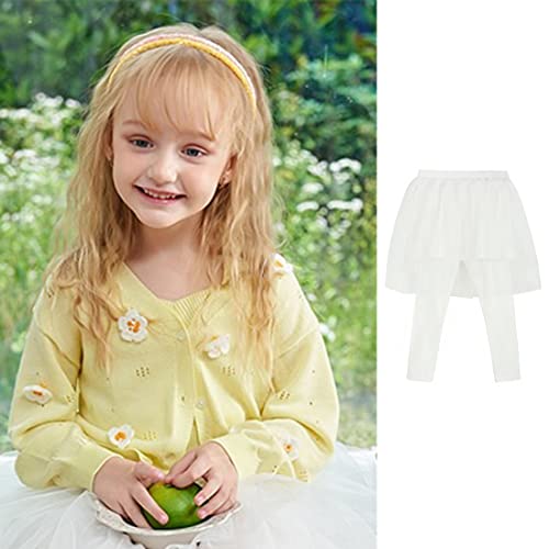 Tegeek Girls Footless Leggings With Lace Tutu Skirt Pants Dance Culotte(1Pack Toddler,White/2T) #TOP1