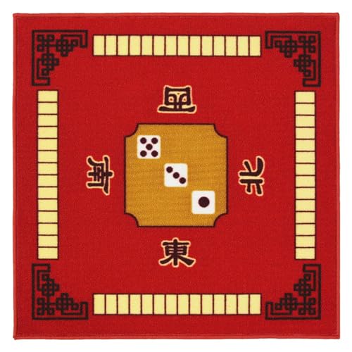 Tapis Mahjong antidérapant avec réduction de bruit pour tapis de table de jeux rouge