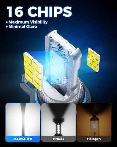 Image of Marsauto 5202 /5201 LED Fog Light Bulbs, 100% Successful Installation, 12000 Lumens 600% Brightness 6000K LED Bulbs, 5201 PS24W 5202 Fog Light Bulbs, Non-polarity, 1:1 Size, Pack of 2