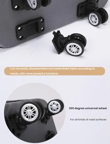 Carry-On with Spinner Wheels Rolling Duffle Bag with Wheels - Expandable & Foldable Travel Bag Water-Resistant Weekender Overnight Bag for Sports & Short Trips(Gray)2