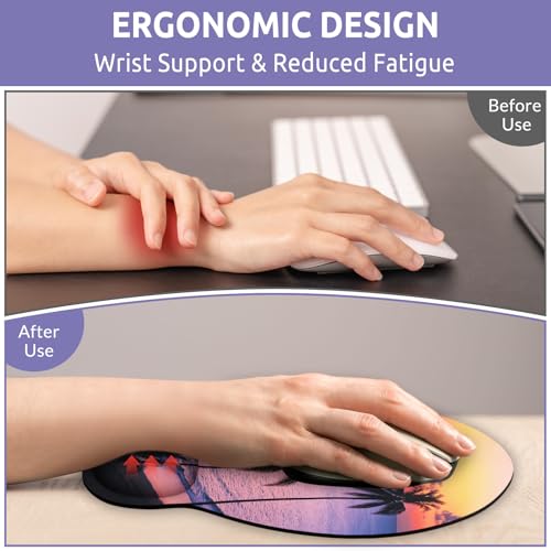 KONVINIT Ergonomic Mouse Pad with Wrist Rest, Small Mousepad with Non-Slip Rubber Base and Smooth Surface, Sunset Mouse Pads for Desk, Office Desk Accessories by KONVINIT - Image 3
