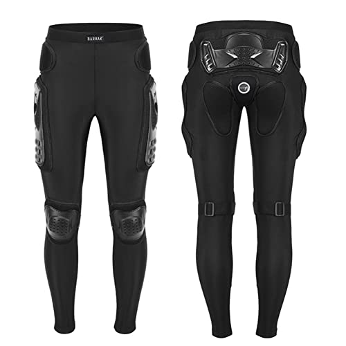 BARHAR Motorcycle Pants with Armor, Hockey Knight Gear, Protective Pads for Hips, Legs, Suitable for Motocross, Racing Sports (Trousers-M) Black