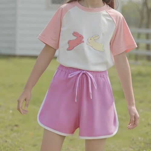 Girls Cotton Athletic Shorts Kids Running Soccer Dolphin Active Shorts with Drawstring & Pockets in 4-12Years2