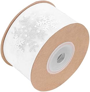 Toddmomy Roll of Christmas Ribbon Snowflake Ribbon for Christmas Tree Gift Wrapping Decoration White Holiday Party Ribbon for DIY Craft (38mm Wide 10 Yard)