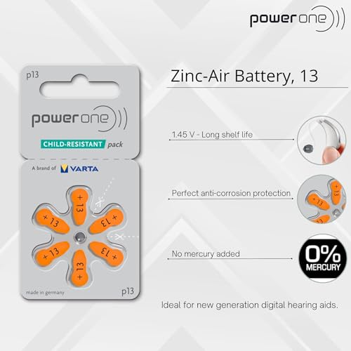 powerone Size 13 Hearing Aid Batteries Zinc Air P13 Pack of 60 Alternate view