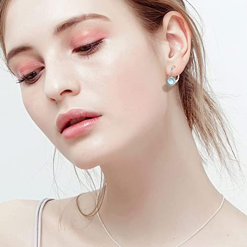 Moonstone Earrings 925 Sterling Silver Drop Dangle Leverback Hoop /Rose Gold Earrings Moonstone Jewellery Gifts for Women Girls Mother Daughter