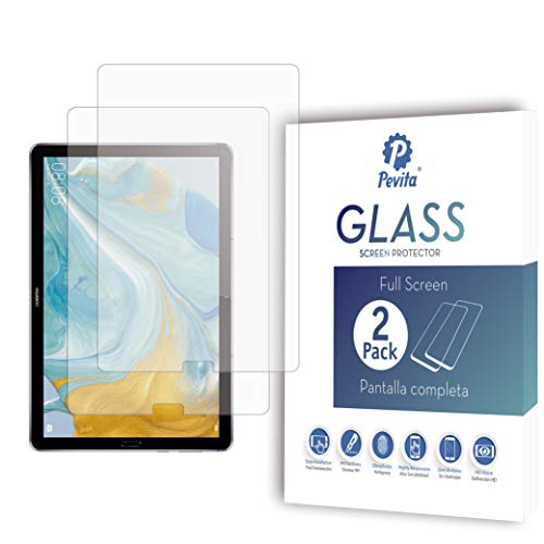 Pevita Protector de Pantalla Compatible con Huawei MediaPad M6 10.8 [2 Packs] Cristal Templado para Huawei MediaPad M6 10.8. Dureza 9H, Sin Burbujas, Fácil Instalación.