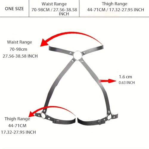Image of Punk Leather Thigh Harness & Garter Belt for Women - Body Harness Lingerie, Waist Leg Garter for Halloween, Party, Nightclub