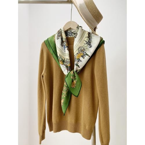 Women's Square Wool Blend Silk Scarf, 33 inches, Double Sides Printed,Luxury Scarf with Gift Box4