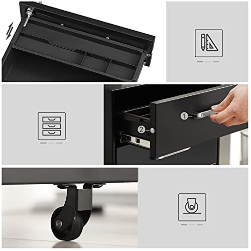SONGMICS Rolcontainer, afsluitbare archiefkast met laden, kantoorkast met wieltjes, voor dossiers en documenten, met… - Image 7