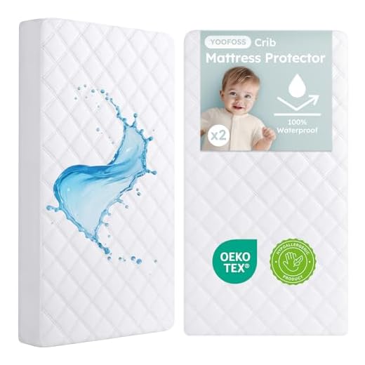 Yoofoss 2 Pack Waterproof Crib Mattress Protector, Quilted Fitted Crib Mattress Pad, Ultra Soft Breathable Toddler Mattress Protector Baby Crib Mattress Cover Breathable and Hypoallergenic(52''x28'')