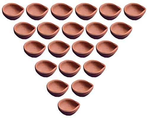 AANSSS 25 Pack Natural India Crafted Earthen Clay Diya/Oil Lamp/Welcome Diya Deepak for Diwali/Gift/Decoration(25 Pack)