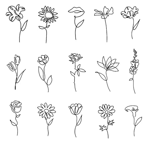 INKARTLINK Temporary Tattoos, Semi-Permanent Tattoo, 15 design/1 set Premium Easy Long Lasting - Lasts 1-2 Weeks, Nature Elements Simple Tattoo, 1 x 1 in