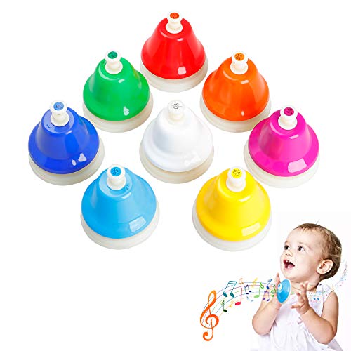 Shinleypack Desk Bells Hand Bells For Kids,8 Notes Diatonic Colorful Metal Music Bells Percussion Instrument Musical Teaching Chromatic Birthday Gift For Children #TOP4
